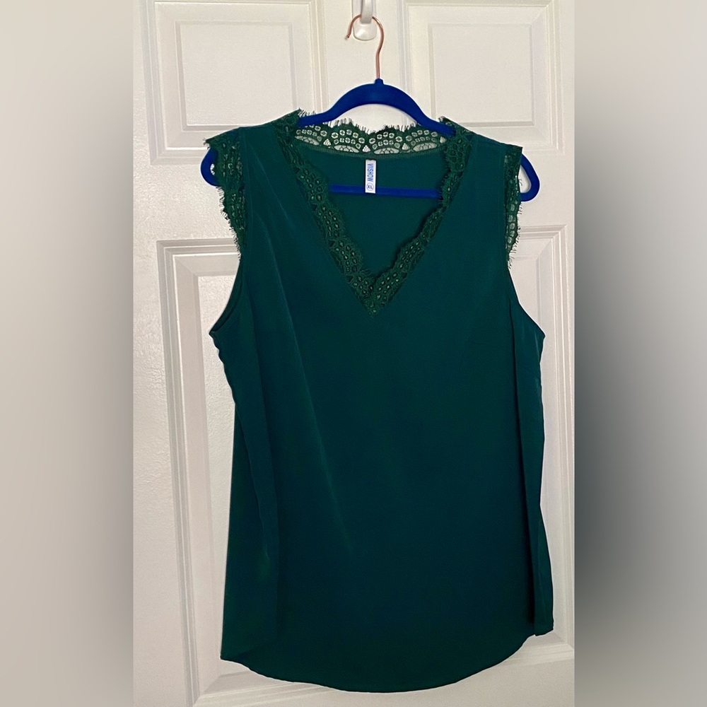 Elegant Green Lace Trim Top
